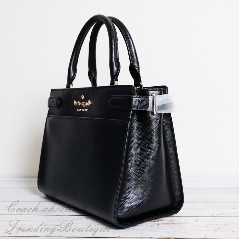 Kate Spade New York Staci Small Satchel Leather Crossbody in Black - Picture 8 of 11